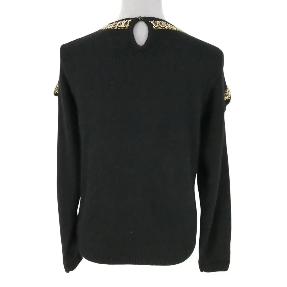 Marnie West Sweater Womens Small Silk Blend Beads Sequins Pullover Ugly Vintage